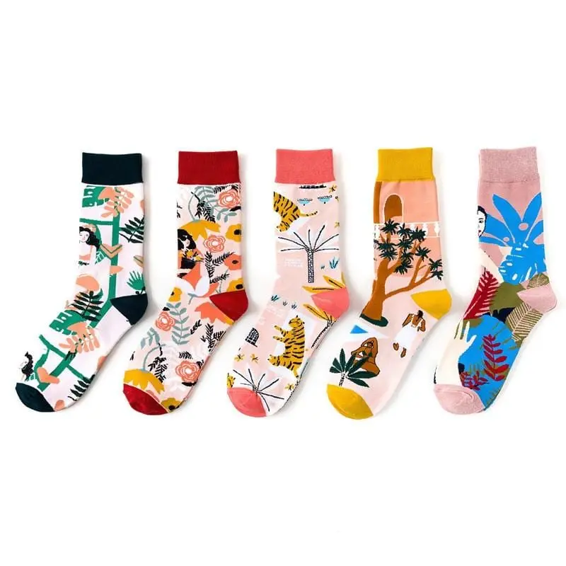 Winter Fashion Women Cotton Socks Animal Plant Belle Creative Europe Harajuku Unisex Funny Japan Cute Crew Casual Street Art Sox 1
