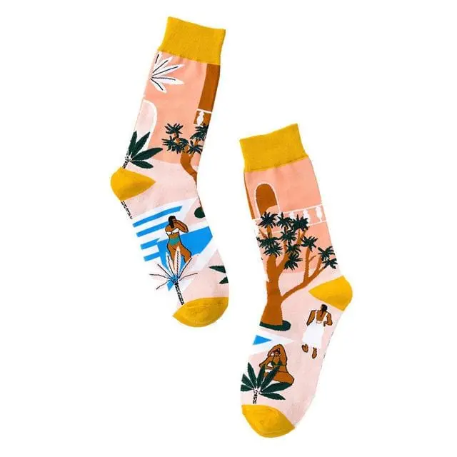 Winter Fashion Women Cotton Socks Animal Plant Belle Creative Europe Harajuku Unisex Funny Japan Cute Crew Casual Street Art Sox 2