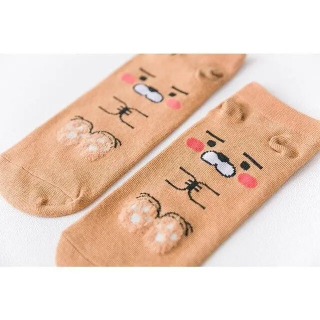 Winter Fashion Women Cotton Socks Animal Plant Belle Creative Europe Harajuku Unisex Funny Japan Cute Crew Casual Street Art Sox 7