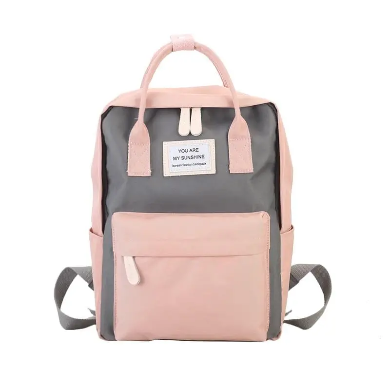 Women Canvas Backpacks Candy Color Waterproof School Bags For Teenagers Girls Big Cute Laptop Backpack Patchwork Kawaii Backpack 1