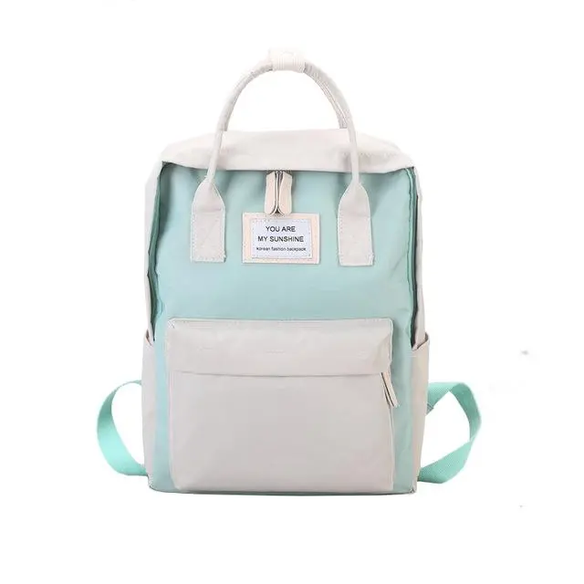 Women Canvas Backpacks Candy Color Waterproof School Bags For Teenagers Girls Big Cute Laptop Backpack Patchwork Kawaii Backpack 4
