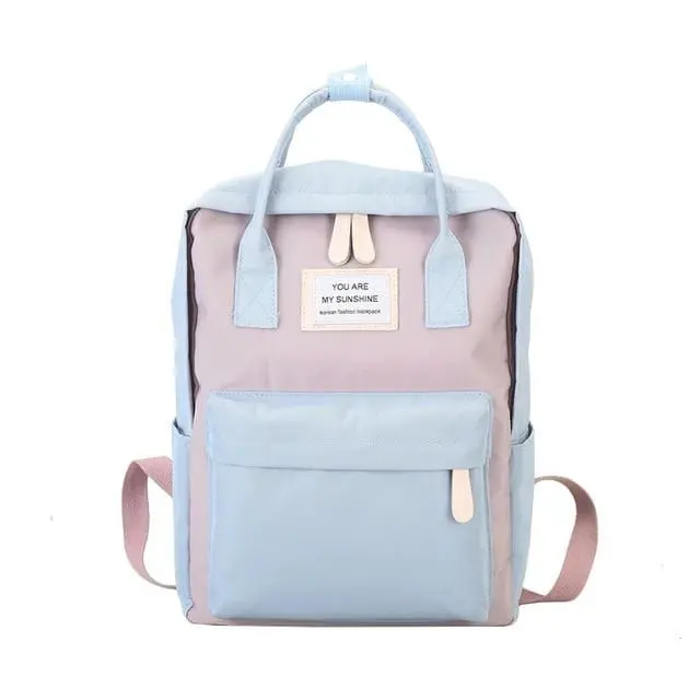 Women Canvas Backpacks Candy Color Waterproof School Bags For Teenagers Girls Big Cute Laptop Backpack Patchwork Kawaii Backpack 5