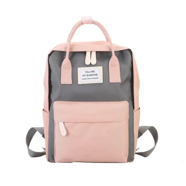 Women Canvas Backpacks Candy Color Waterproof School Bags For Teenagers Girls Big Cute Laptop Backpack Patchwork Kawaii Backpack 6