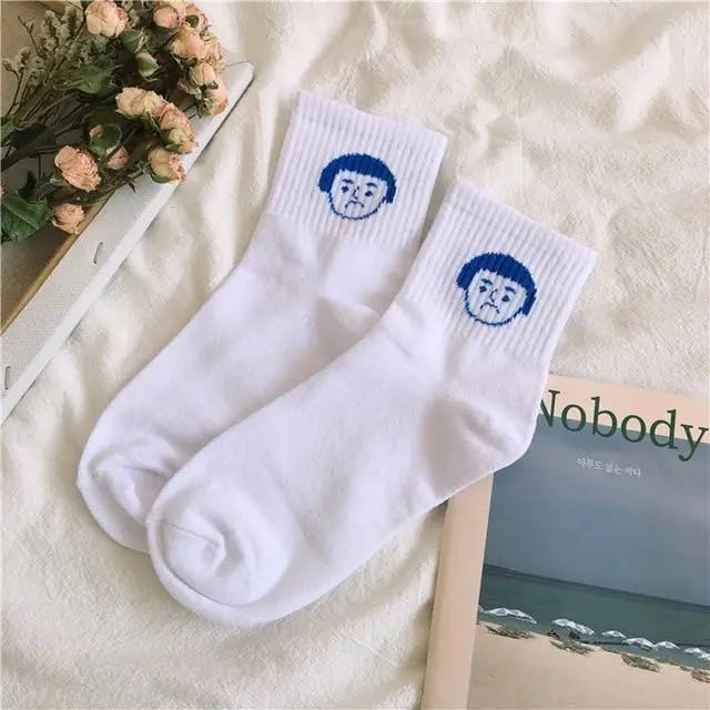 Women Cartoon Character Cotton Socks Art Female Character Patterend Short Cute Socks Hipster Fashion Animal Print Ankle Socks 10