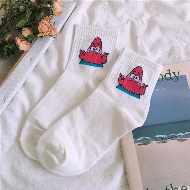 Women Cartoon Character Cotton Socks Art Female Character Patterend Short Cute Socks Hipster Fashion Animal Print Ankle Socks 11