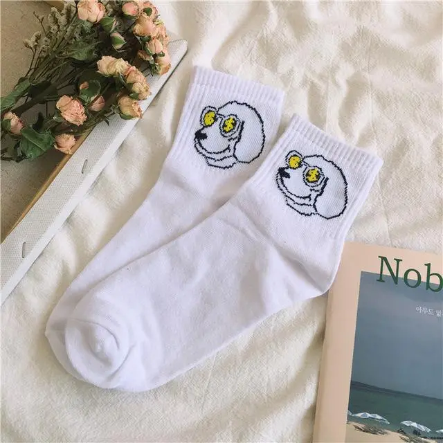 Women Cartoon Character Cotton Socks Art Female Character Patterend Short Cute Socks Hipster Fashion Animal Print Ankle Socks 12