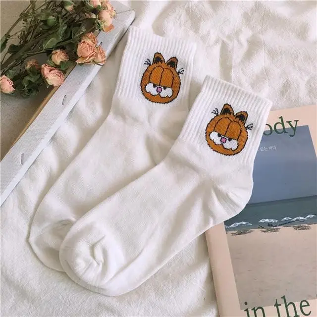 Women Cartoon Character Cotton Socks Art Female Character Patterend Short Cute Socks Hipster Fashion Animal Print Ankle Socks 13