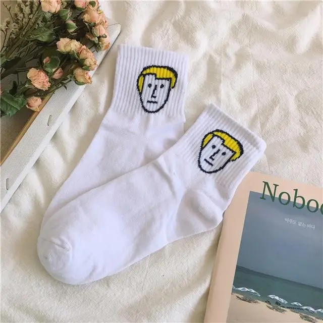 Women Cartoon Character Cotton Socks Art Female Character Patterend Short Cute Socks Hipster Fashion Animal Print Ankle Socks 13
