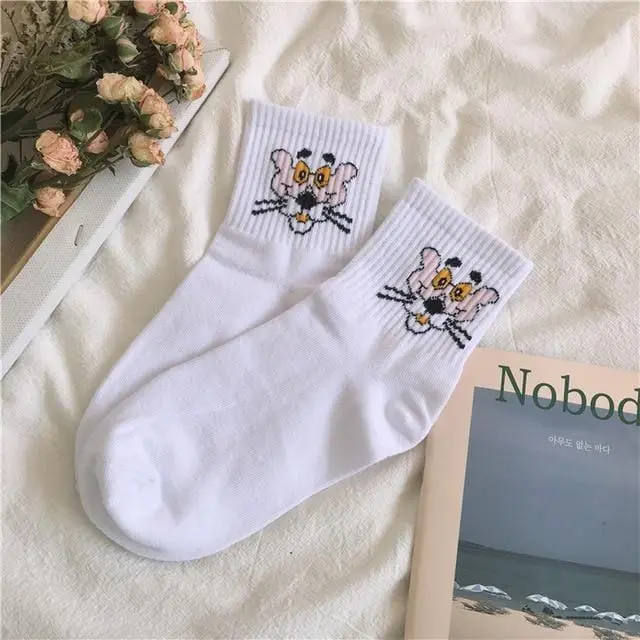 Women Cartoon Character Cotton Socks Art Female Character Patterend Short Cute Socks Hipster Fashion Animal Print Ankle Socks 15