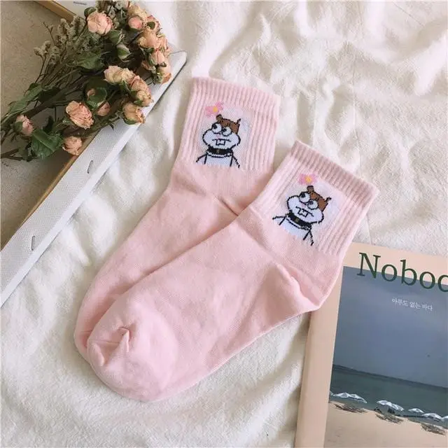 Women Cartoon Character Cotton Socks Art Female Character Patterend Short Cute Socks Hipster Fashion Animal Print Ankle Socks 6