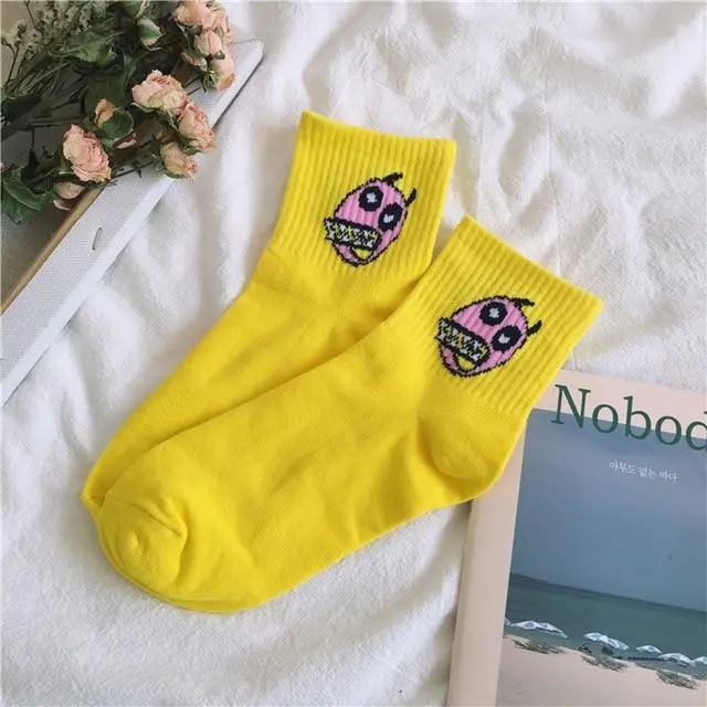 Women Cartoon Character Cotton Socks Art Female Character Patterend Short Cute Socks Hipster Fashion Animal Print Ankle Socks 9