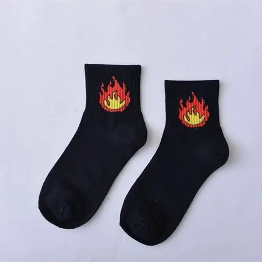 Women Daily Socks Harajuku Korea Japanese Cotton Kitten Flame Ulzzang Socks Men Chinese Cactus Gun Shark Alien Christmas Socks 25