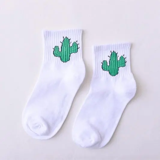 Women Daily Socks Harajuku Korea Japanese Cotton Kitten Flame Ulzzang Socks Men Chinese Cactus Gun Shark Alien Christmas Socks 5