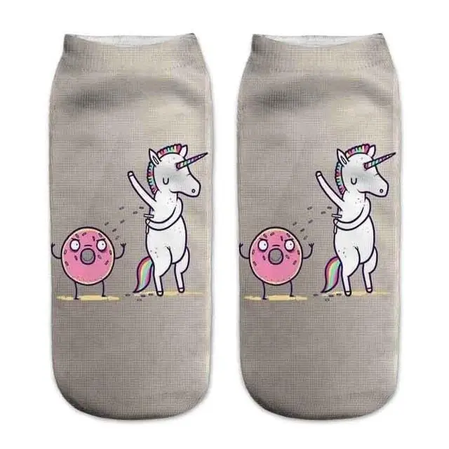 Women Funny Cute 3D Print Foods White Nutella Character Socks Unisex Cartoon Cat Unicorn Christmas Gift Socks Dropship 10