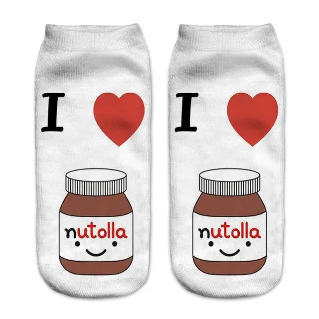 Women Funny Cute 3D Print Foods White Nutella Character Socks Unisex Cartoon Cat Unicorn Christmas Gift Socks Dropship 14