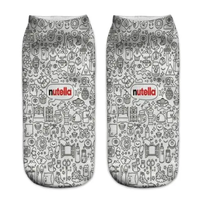 Women Funny Cute 3D Print Foods White Nutella Character Socks Unisex Cartoon Cat Unicorn Christmas Gift Socks Dropship 14