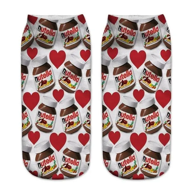 Women Funny Cute 3D Print Foods White Nutella Character Socks Unisex Cartoon Cat Unicorn Christmas Gift Socks Dropship 15
