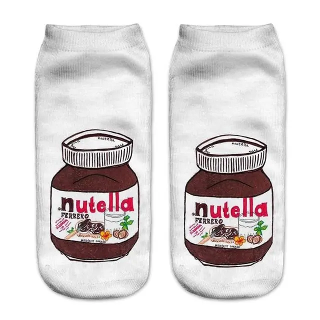 Women Funny Cute 3D Print Foods White Nutella Character Socks Unisex Cartoon Cat Unicorn Christmas Gift Socks Dropship 16