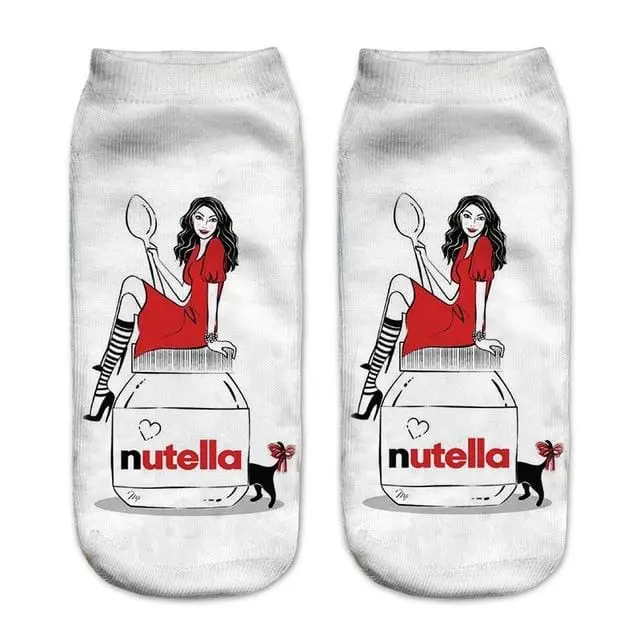 Women Funny Cute 3D Print Foods White Nutella Character Socks Unisex Cartoon Cat Unicorn Christmas Gift Socks Dropship 18