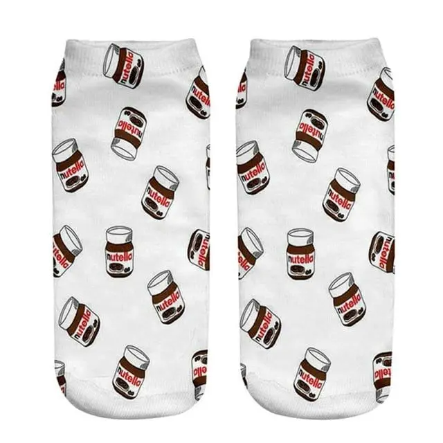 Women Funny Cute 3D Print Foods White Nutella Character Socks Unisex Cartoon Cat Unicorn Christmas Gift Socks Dropship 20