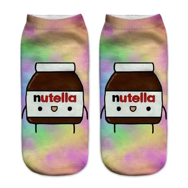 Women Funny Cute 3D Print Foods White Nutella Character Socks Unisex Cartoon Cat Unicorn Christmas Gift Socks Dropship 22