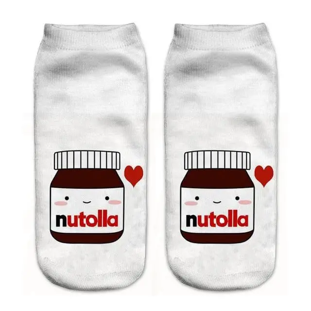 Women Funny Cute 3D Print Foods White Nutella Character Socks Unisex Cartoon Cat Unicorn Christmas Gift Socks Dropship 22