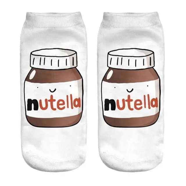 Women Funny Cute 3D Print Foods White Nutella Character Socks Unisex Cartoon Cat Unicorn Christmas Gift Socks Dropship 23