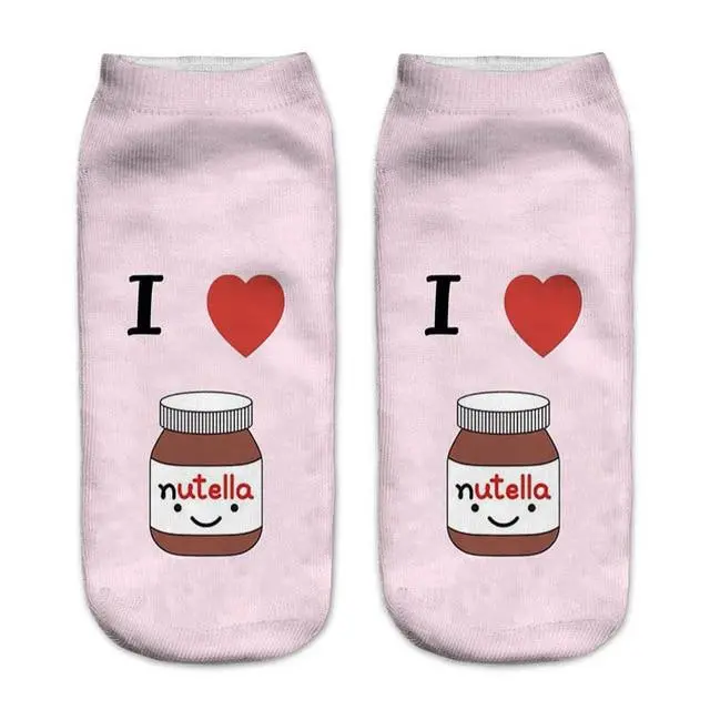 Women Funny Cute 3D Print Foods White Nutella Character Socks Unisex Cartoon Cat Unicorn Christmas Gift Socks Dropship 23