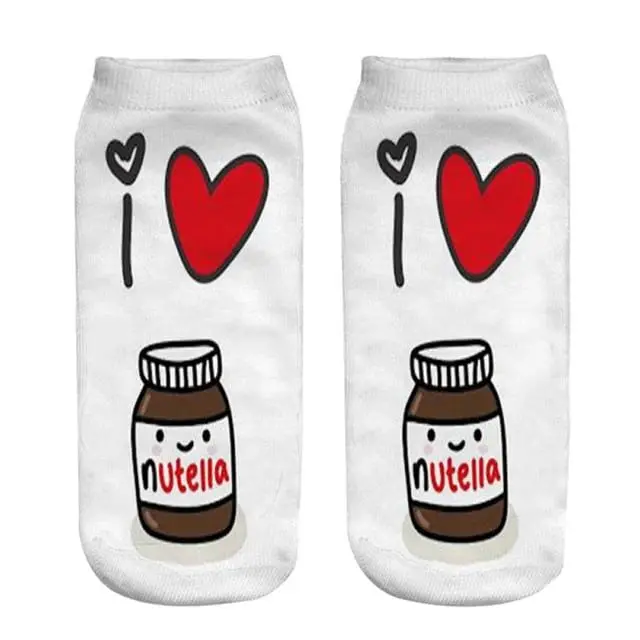 Women Funny Cute 3D Print Foods White Nutella Character Socks Unisex Cartoon Cat Unicorn Christmas Gift Socks Dropship 24