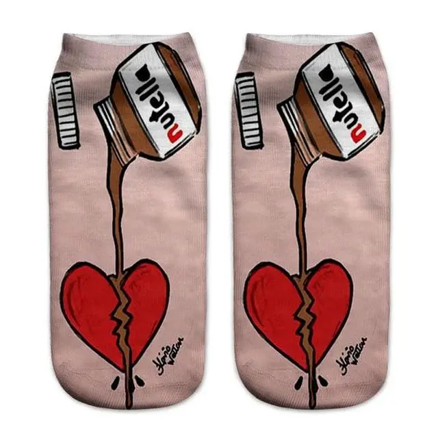 Women Funny Cute 3D Print Foods White Nutella Character Socks Unisex Cartoon Cat Unicorn Christmas Gift Socks Dropship 25