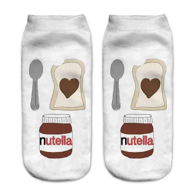 Women Funny Cute 3D Print Foods White Nutella Character Socks Unisex Cartoon Cat Unicorn Christmas Gift Socks Dropship 25