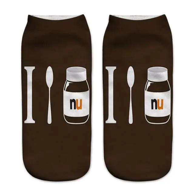 Women Funny Cute 3D Print Foods White Nutella Character Socks Unisex Cartoon Cat Unicorn Christmas Gift Socks Dropship 26