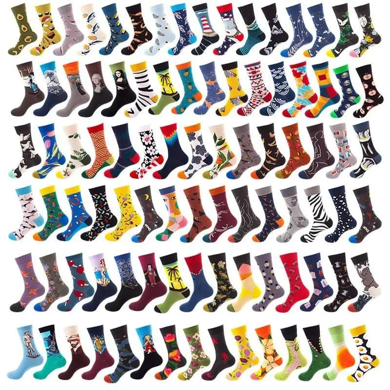 Women Funny Men Sock Shark Cotton Personality Happy Art Van Gogh World Famous Painting Female Socks Oil Socks Christmas Gift 1