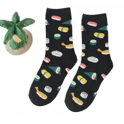 Women Happy Funny Socks With Print Art Cute Warm Winter Socks With Avocado Sushi Food Cotton Fashion Harajuku Unisex Sock 1 Pair 24
