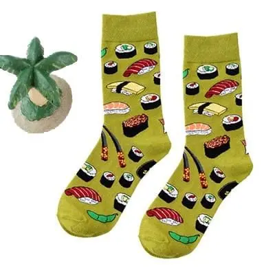 Women Happy Funny Socks With Print Art Cute Warm Winter Socks With Avocado Sushi Food Cotton Fashion Harajuku Unisex Sock 1 Pair 27
