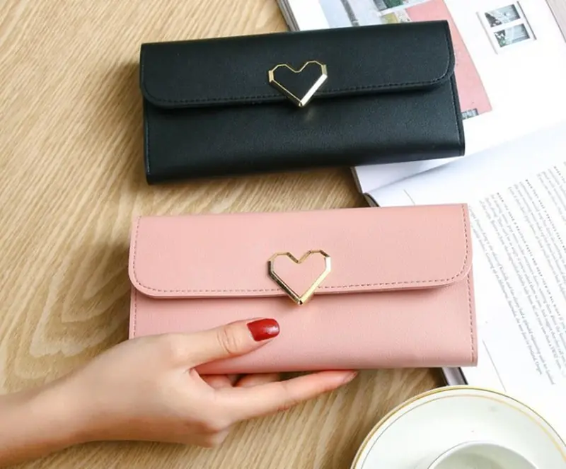 Women Long Wallets Purses Luxury Love Heart Wallets For Ladies Girl Money Pocket Card Holder Female Wallets Phone Clutch Bag 1