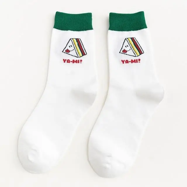 Women Socks Funny Cute Cartoon Fruits Banana Avocado Lemon Egg Cookie Donuts Food Happy Japanese Harajuku Skateboard Socks 12