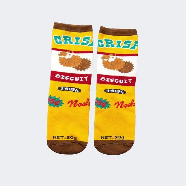 Women Socks Funny Cute Cartoon Fruits Banana Avocado Lemon Egg Cookie Donuts Food Happy Japanese Harajuku Skateboard Socks 15