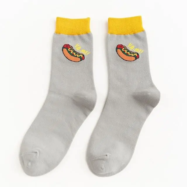 Women Socks Funny Cute Cartoon Fruits Banana Avocado Lemon Egg Cookie Donuts Food Happy Japanese Harajuku Skateboard Socks 15