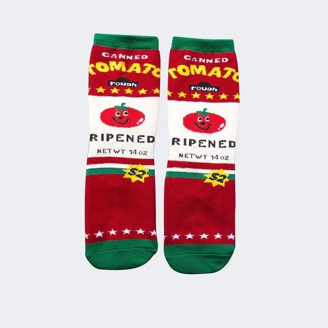 Women Socks Funny Cute Cartoon Fruits Banana Avocado Lemon Egg Cookie Donuts Food Happy Japanese Harajuku Skateboard Socks 24