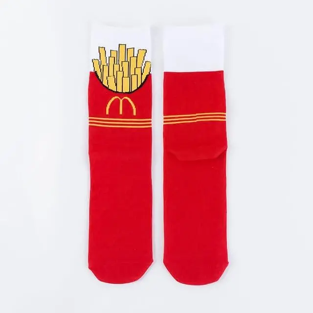 Women Socks Funny Cute Cartoon Fruits Banana Avocado Lemon Egg Cookie Donuts Food Happy Japanese Harajuku Skateboard Socks 26