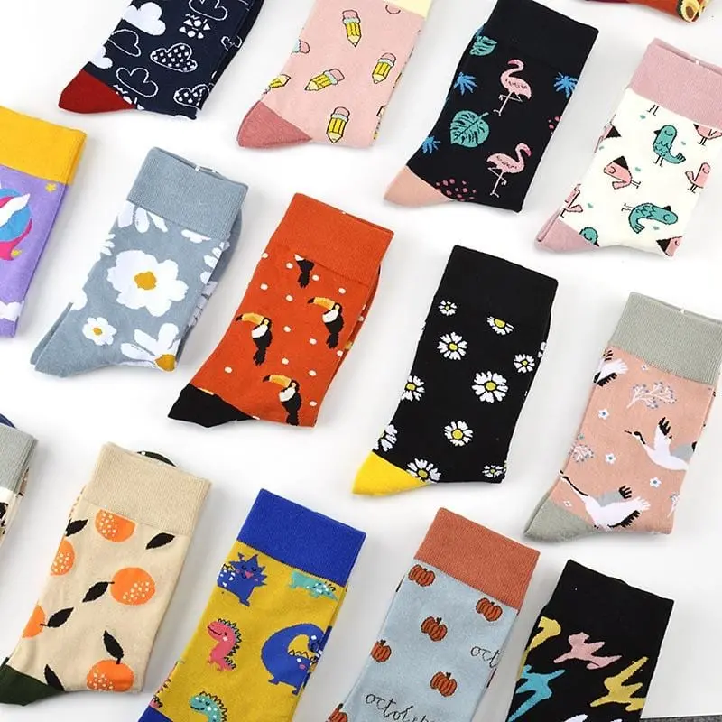 Women Socks Funny Cute Cartoon Fruits Lemon Socks Flamingo Unicorn For Animal Pattern Hip Hop Happy Harajuku Skateboard Socks 1