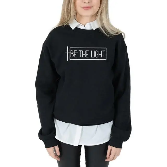 Women’s ‘Be the Light’ Christian Sweatshirt – Faith-Based Bible Quote Pullover Top