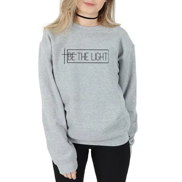 Women’s ‘Be the Light’ Christian Sweatshirt – Faith-Based Bible Quote Pullover Top