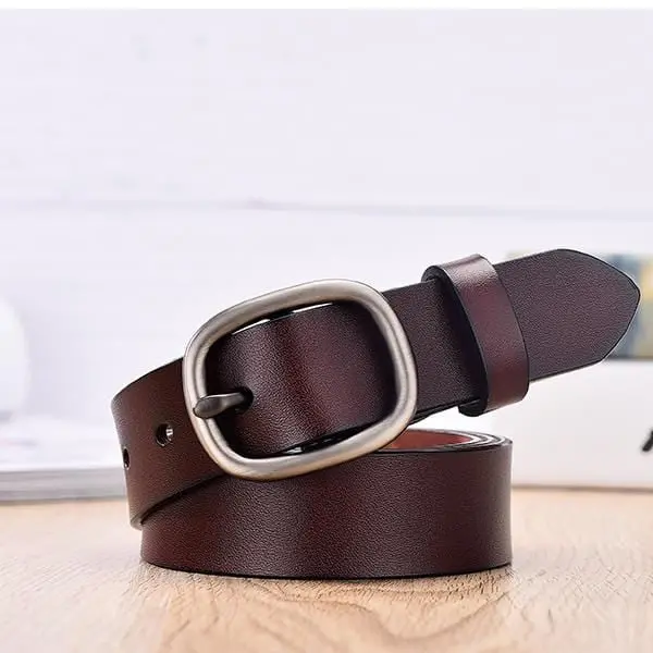 Women’s Genuine Leather Belt – Stylish Pin-Buckle Waistband for Jeans and Everyday Outfits