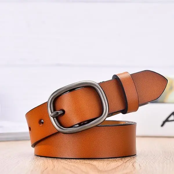 Women’s Genuine Leather Belt – Stylish Pin-Buckle Waistband for Jeans and Everyday Outfits