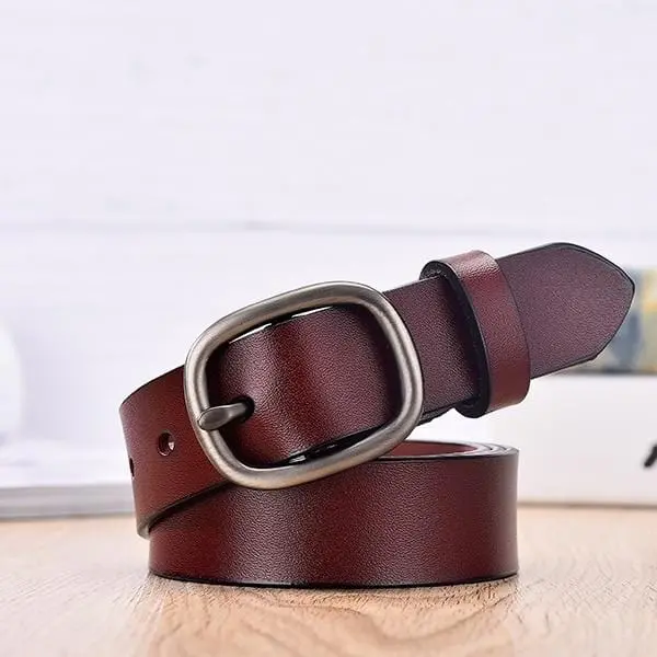 Women’s Genuine Leather Belt – Stylish Pin-Buckle Waistband for Jeans and Everyday Outfits