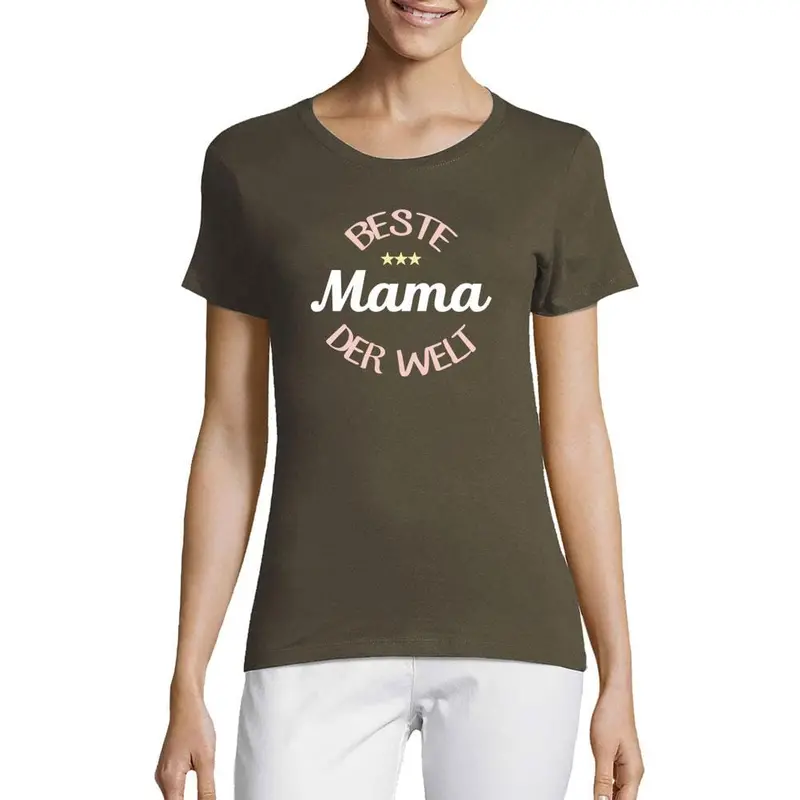 Women’S Short Sleeved T-Shirt Beste Mama Der Welt Military Green 1