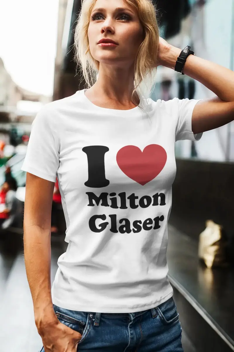 Women’S Short Sleeved T-Shirt I Love Milton Glaser Deep Black 1