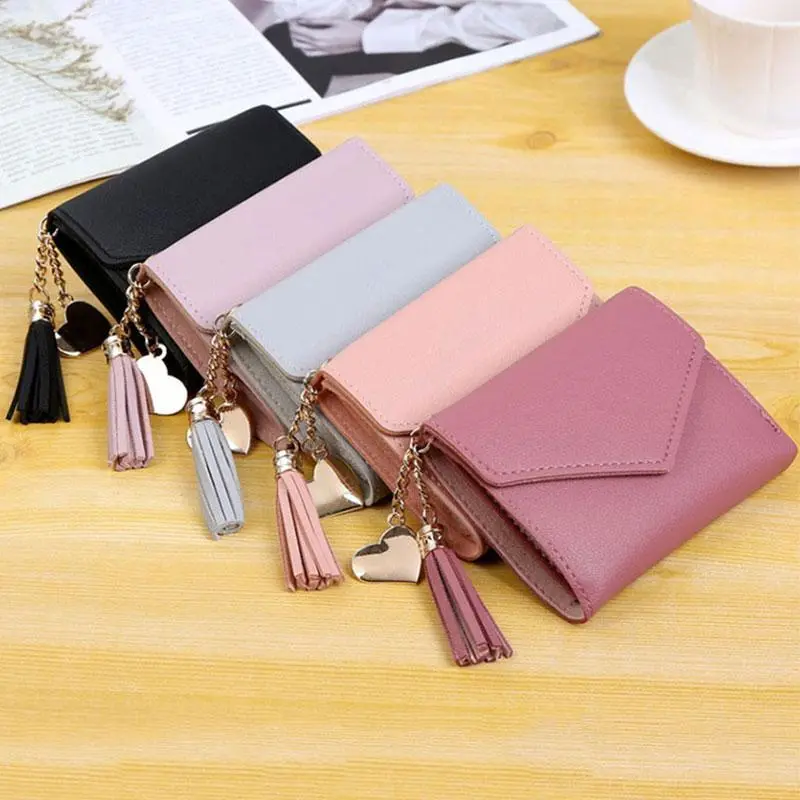 Women's Wallet Cute Student Tassel Pendant Trend Small Fashion Pu Wallet 2020 Coin Purse Women Ladies Card Bag For Women 1